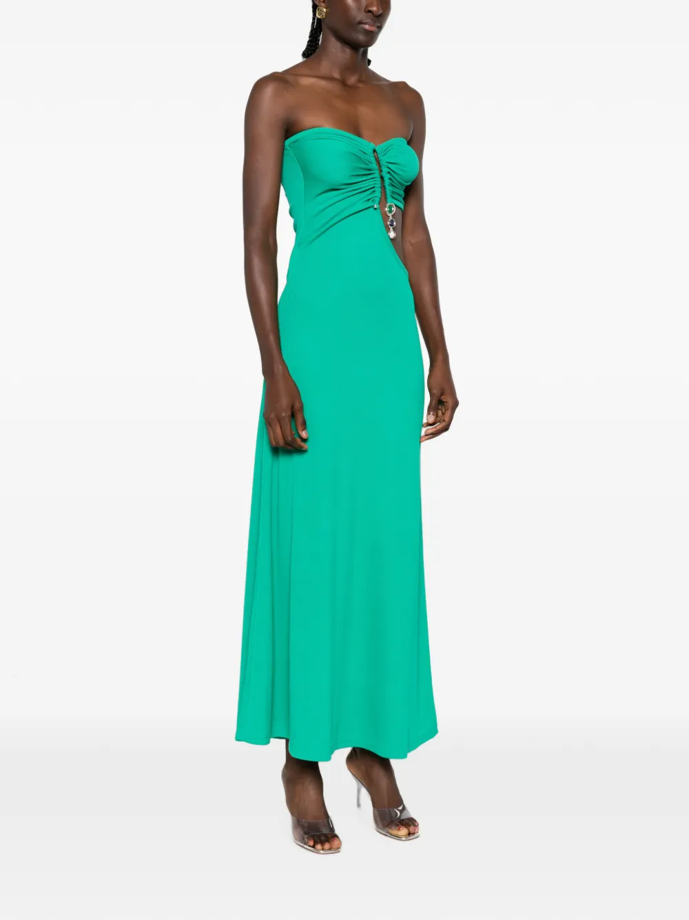 Christopher Esber Strapless jurk met kristallen hanger Groen