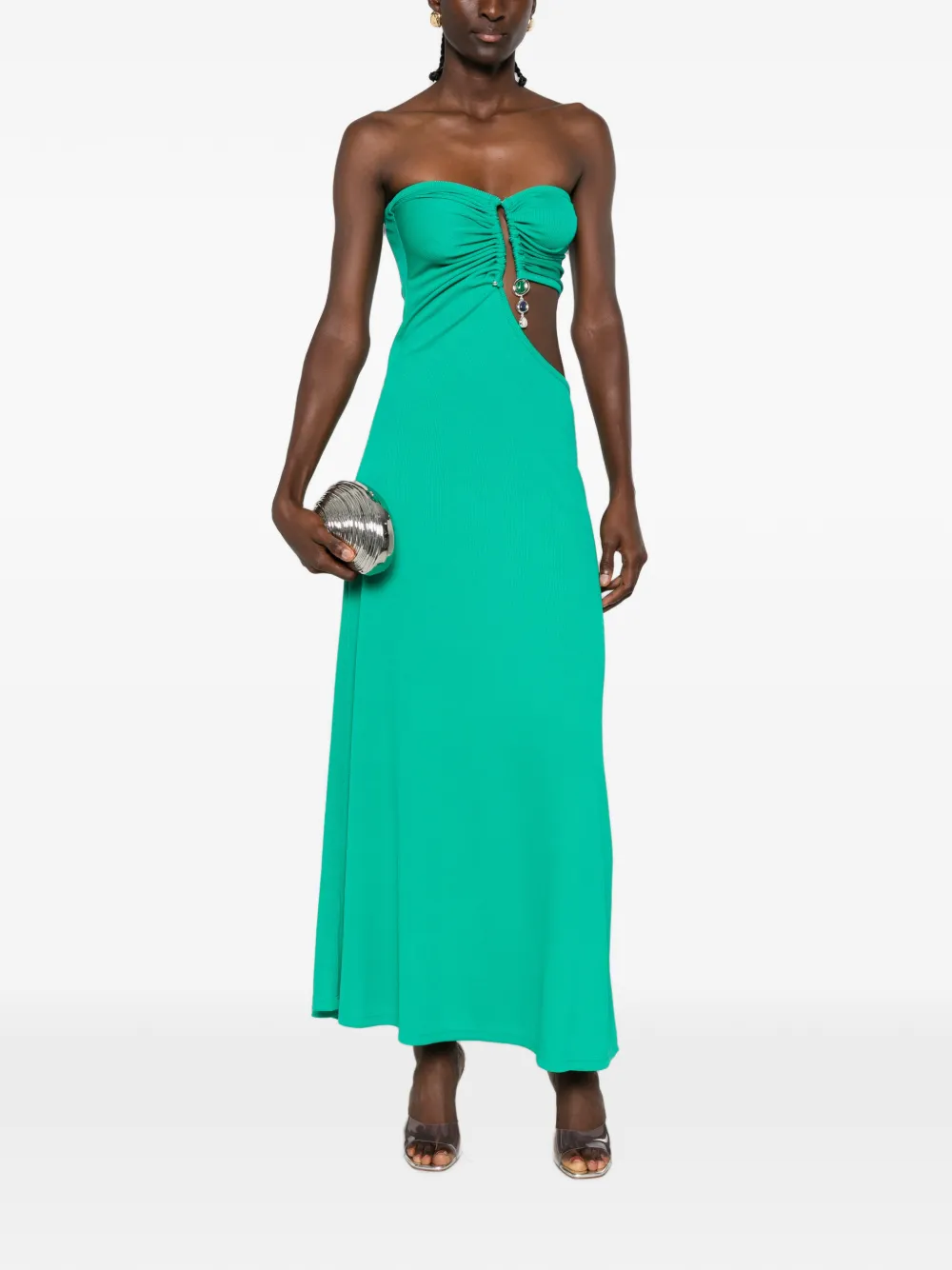 Christopher Esber Strapless jurk met kristallen hanger Groen