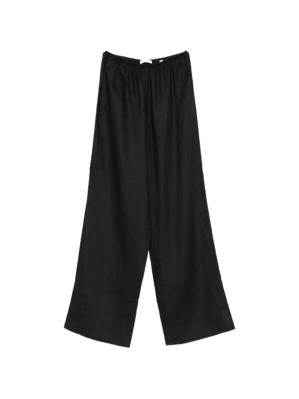 Dôen Lavon Wide-leg Linen Trousers in Black