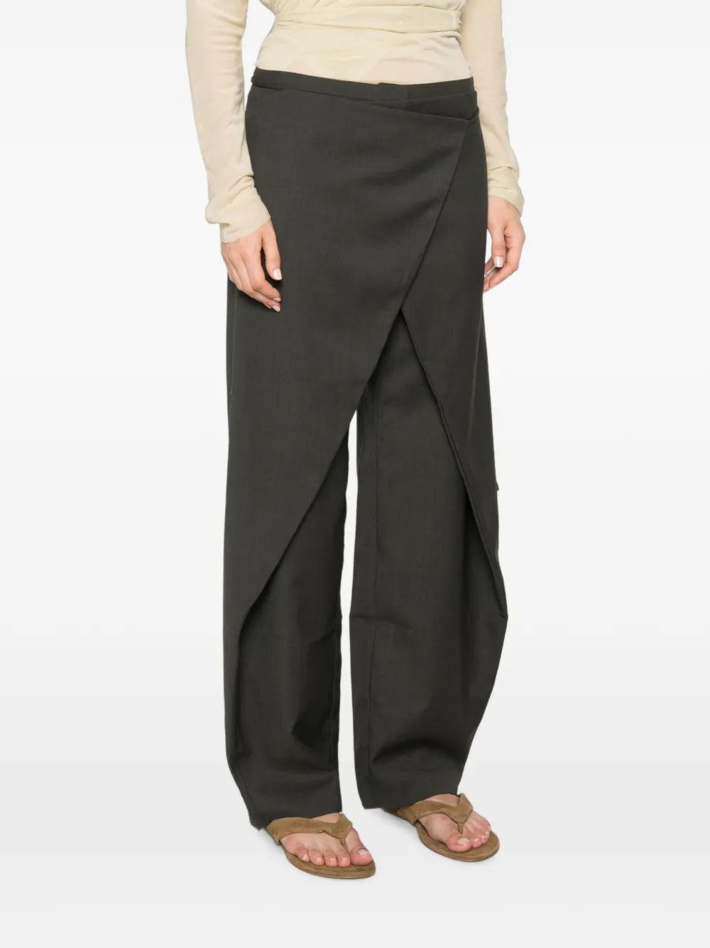 St. Agni Rouleau Wrap Trousers in Grey, view 3