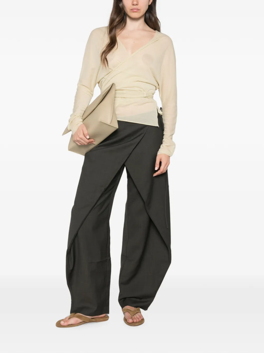 St. Agni Rouleau Wrap Trousers in Grey, view 2