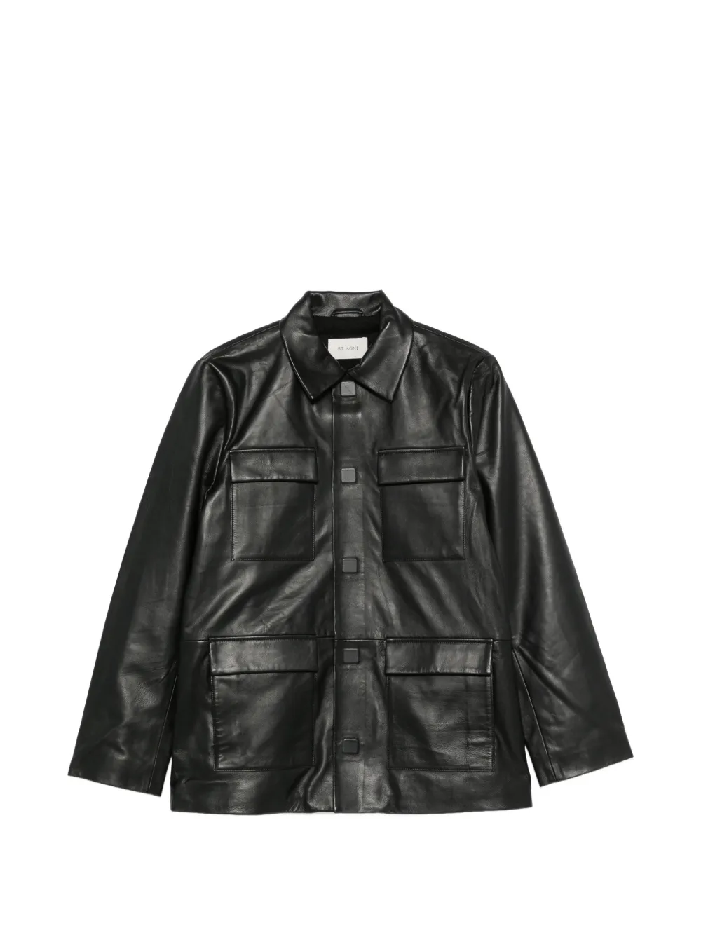 St. Agni flap-pocket leather jacket - Schwarz