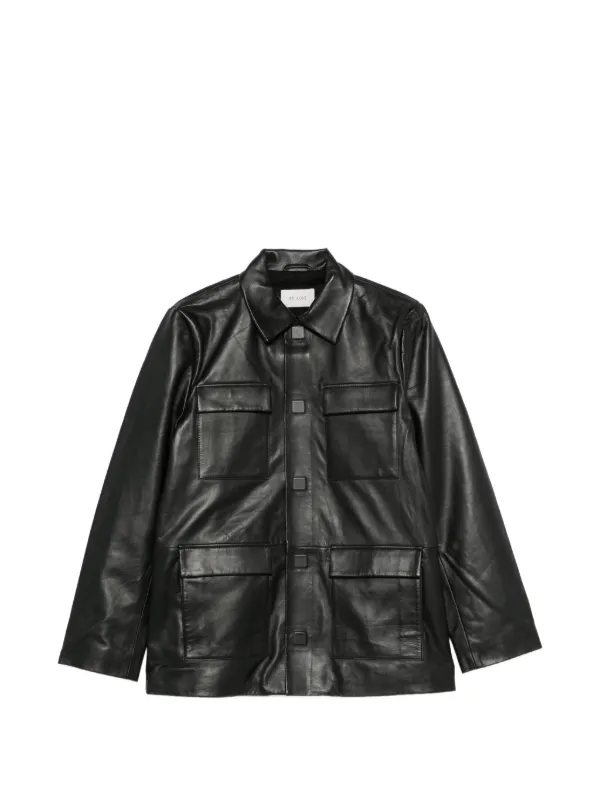 St. Agni Flap-pocket Leather Jacket in Black