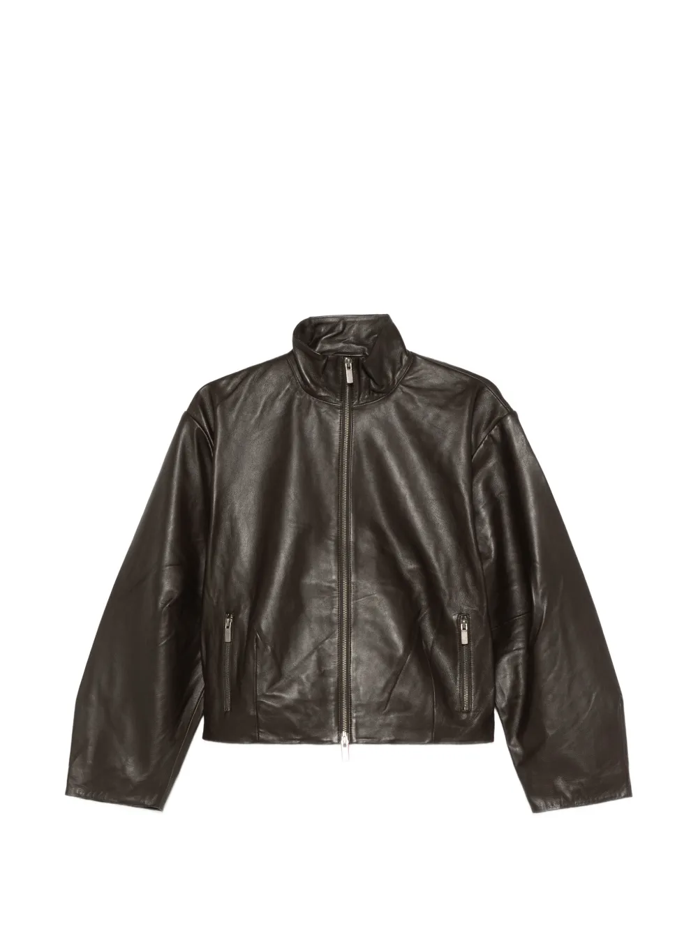 St. Agni cocoon zip leather jacket - chocolate - Braun