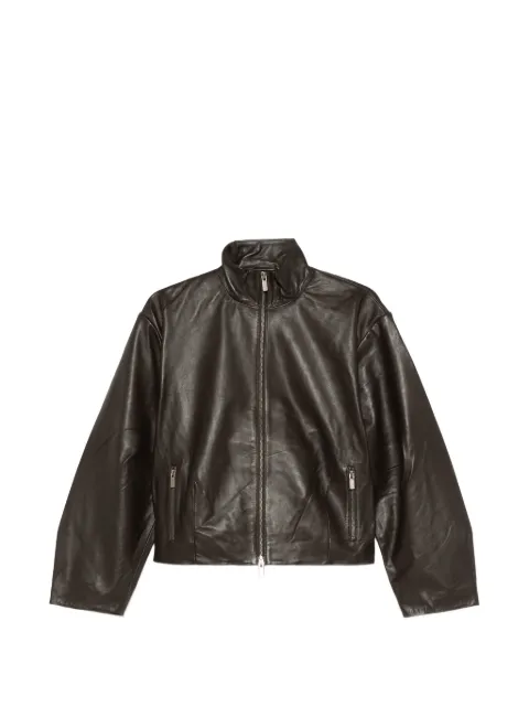 St. Agni cocoon zip leather jacket - chocolate