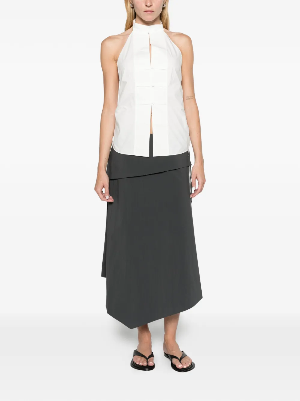 St. Agni button-detail halter top off white Wit
