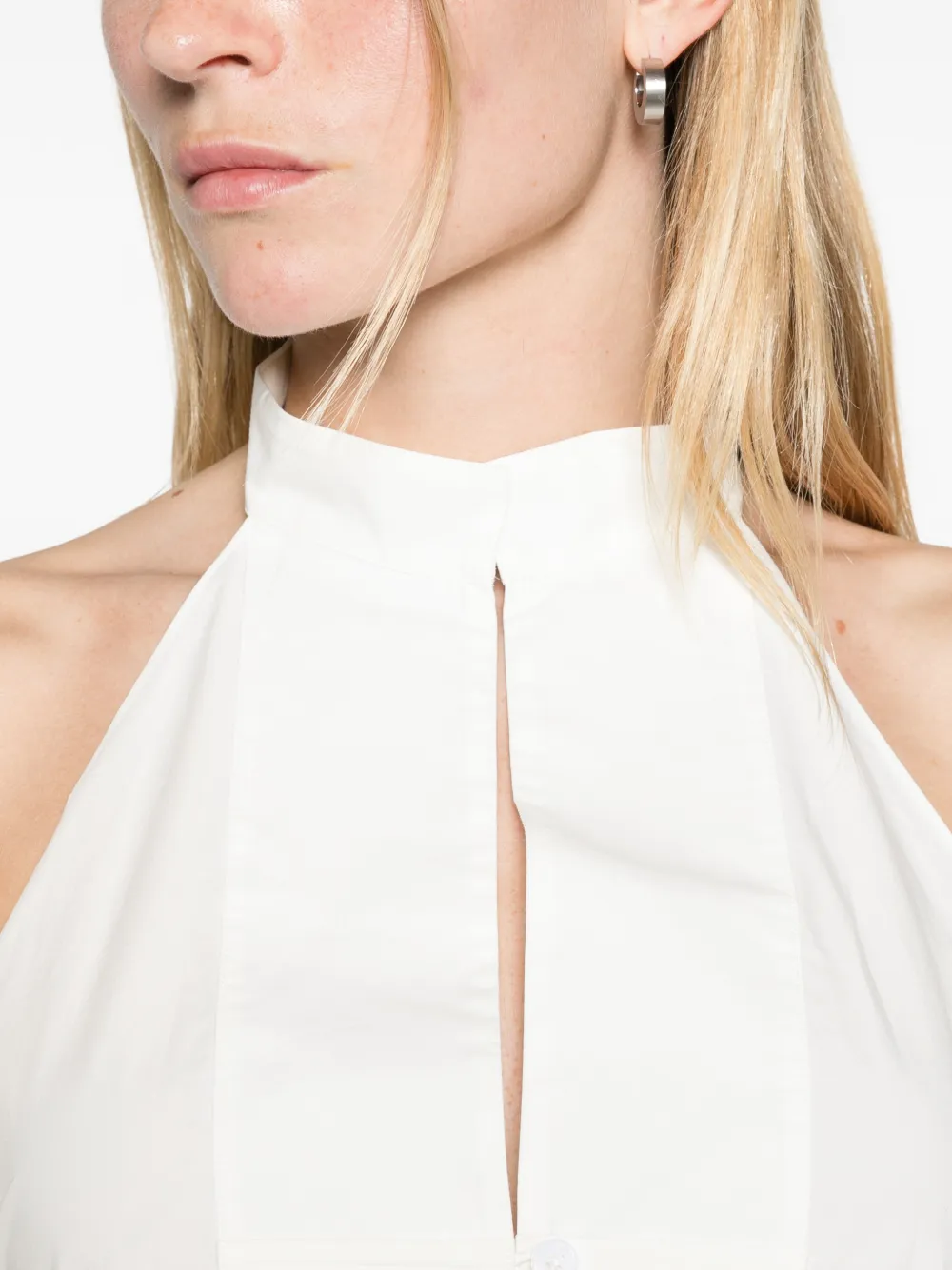 St. Agni button-detail halter top off white Wit