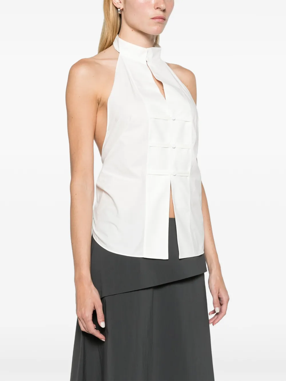 St. Agni button-detail halter top off white Wit
