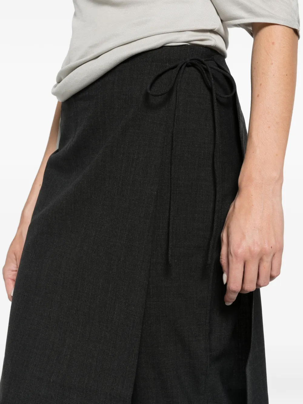 St. Agni wool sarong pants dark graphite Zwart
