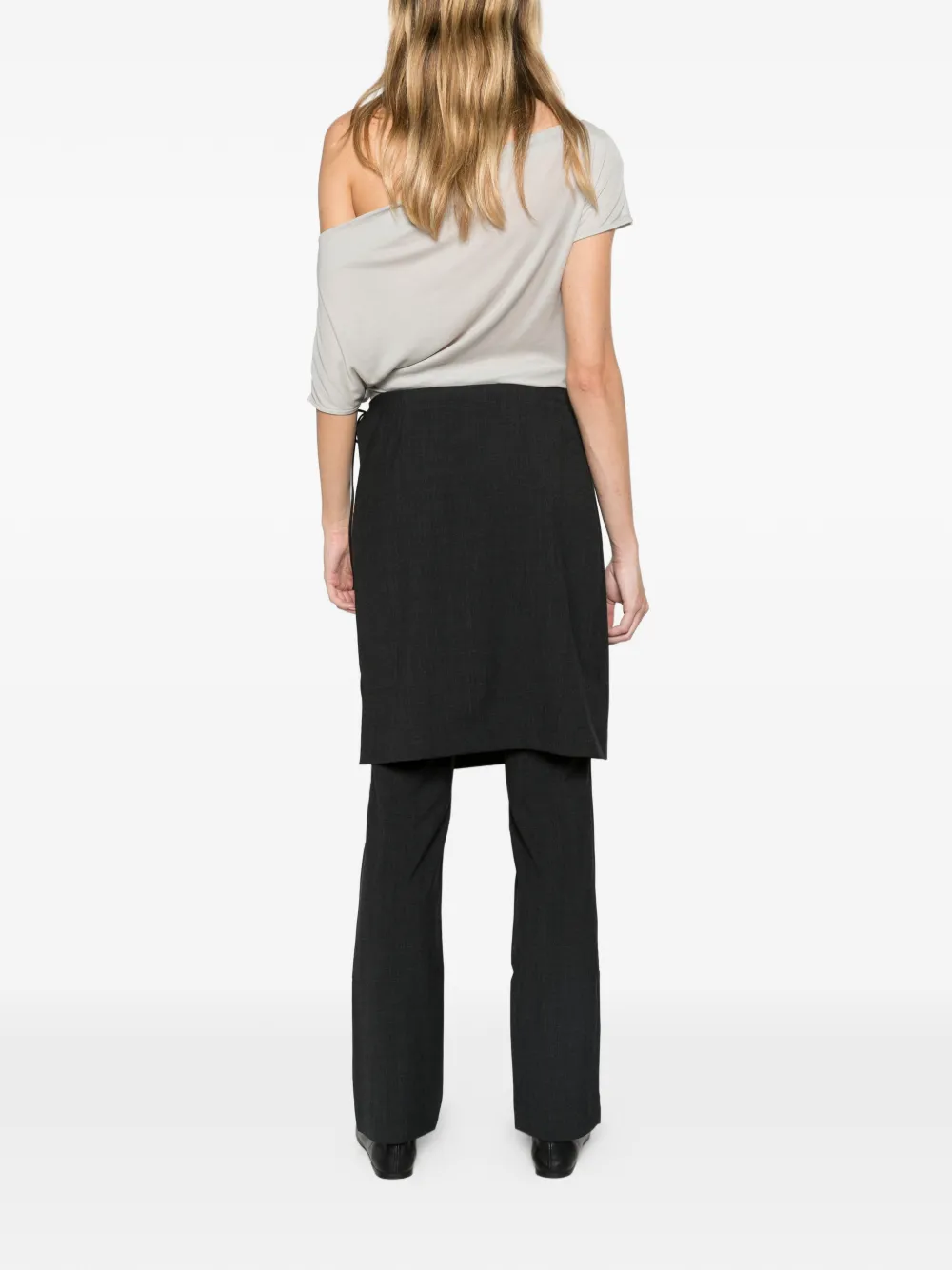 St. Agni wool sarong pants dark graphite Zwart