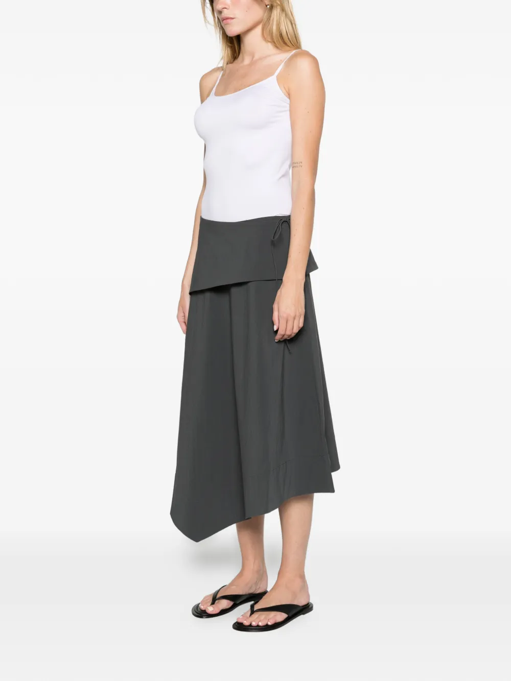 St. Agni detachable-belt asymmetric skirt iron glaze Grijs