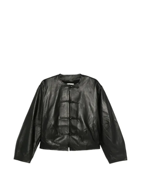 St. Agni button-detail cocoon leather jacket - black