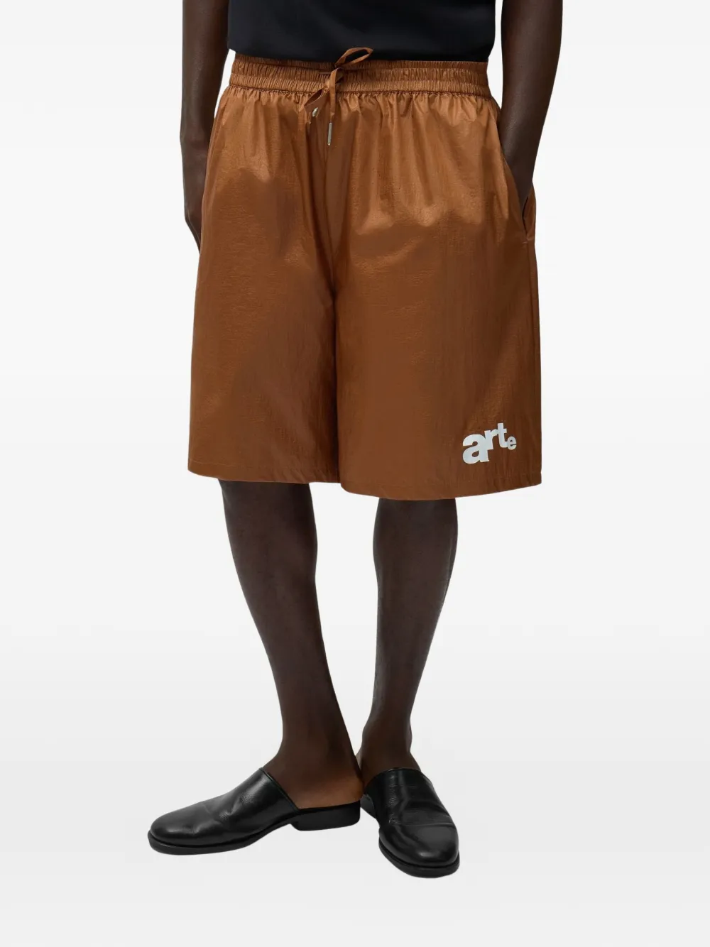 Arte Antwerp drawstring logo shorts - Marrone