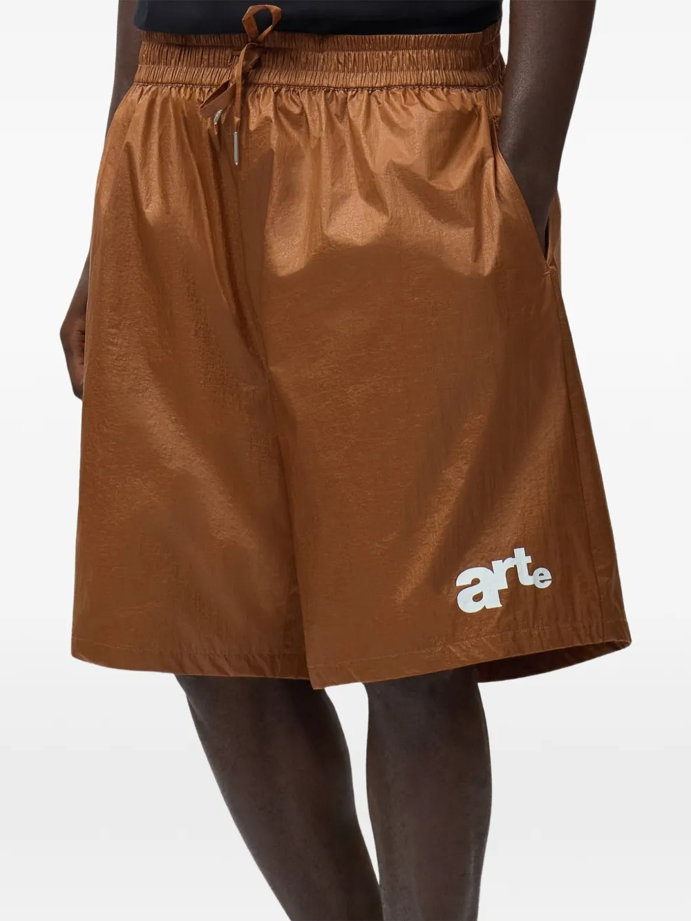  Arte Antwerp Drawstring Logo Shorts - Brown 