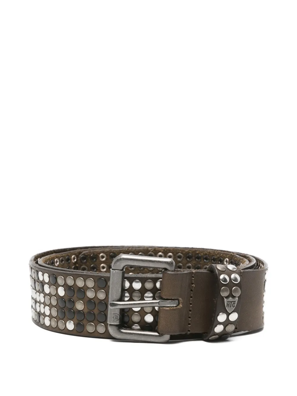 Htc Los Angeles studded leather belt - Marrone