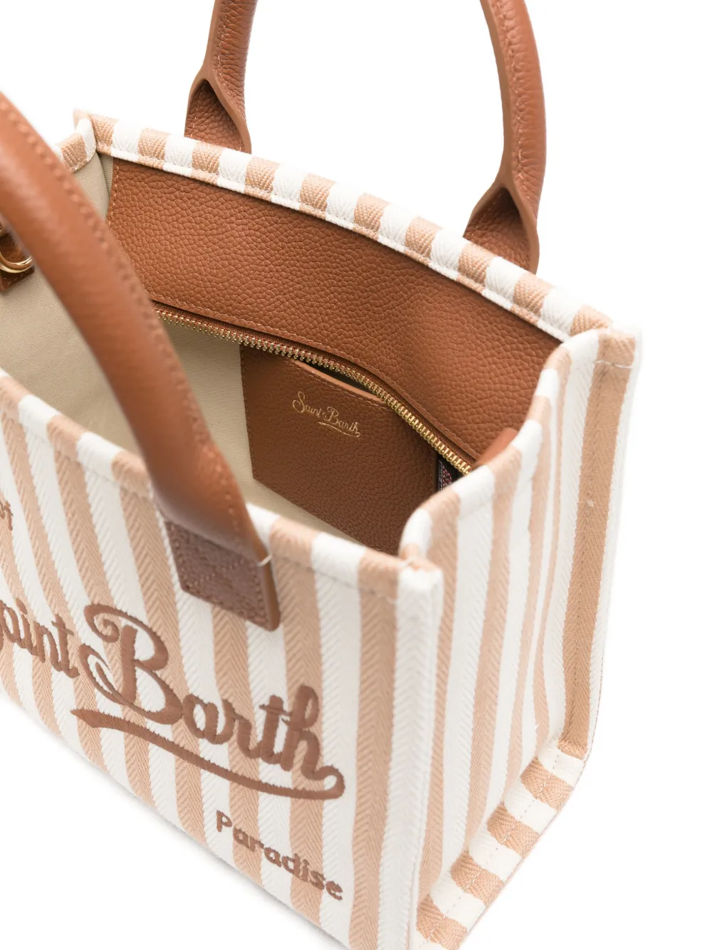 MC2 Saint Barth Gestreepte shopper met borduurwerk Wit