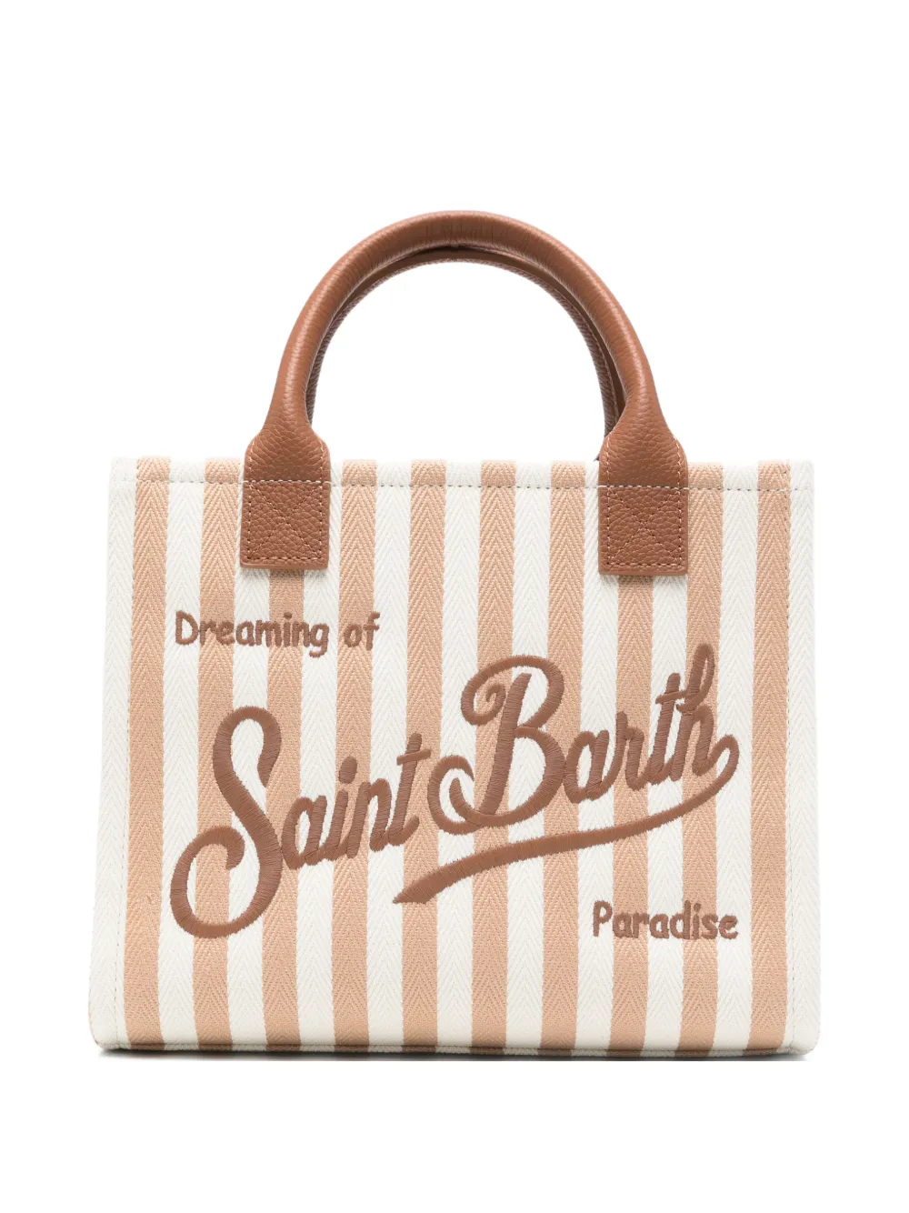 MC2 Saint Barth Gestreepte shopper met borduurwerk Wit