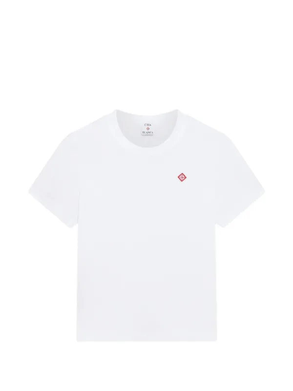 Casablanca Classic Embroidery Patch Fitted Short Sleeve T-shirt in White