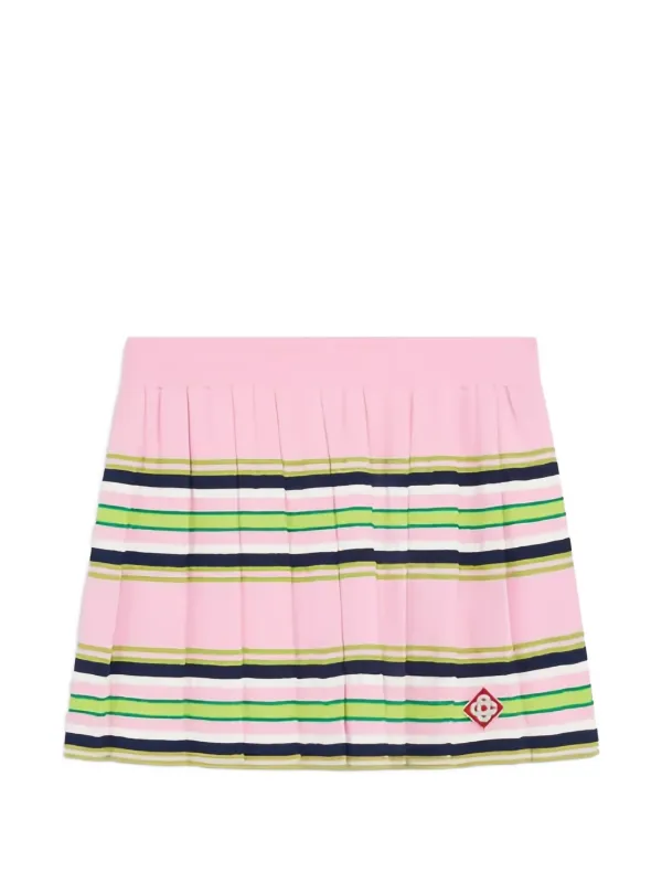 Casablanca Striped Pleated Mini Skirt in Pink