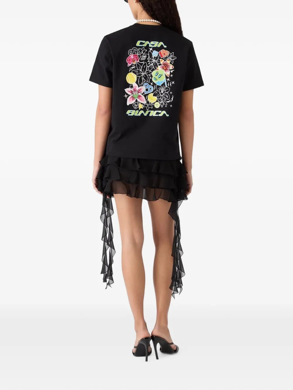 Casablanca T-shirt met grafische print Zwart