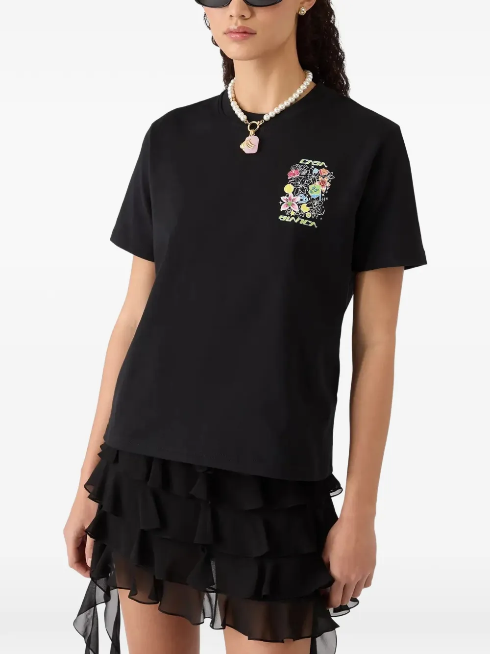 Casablanca T-shirt met grafische print Zwart