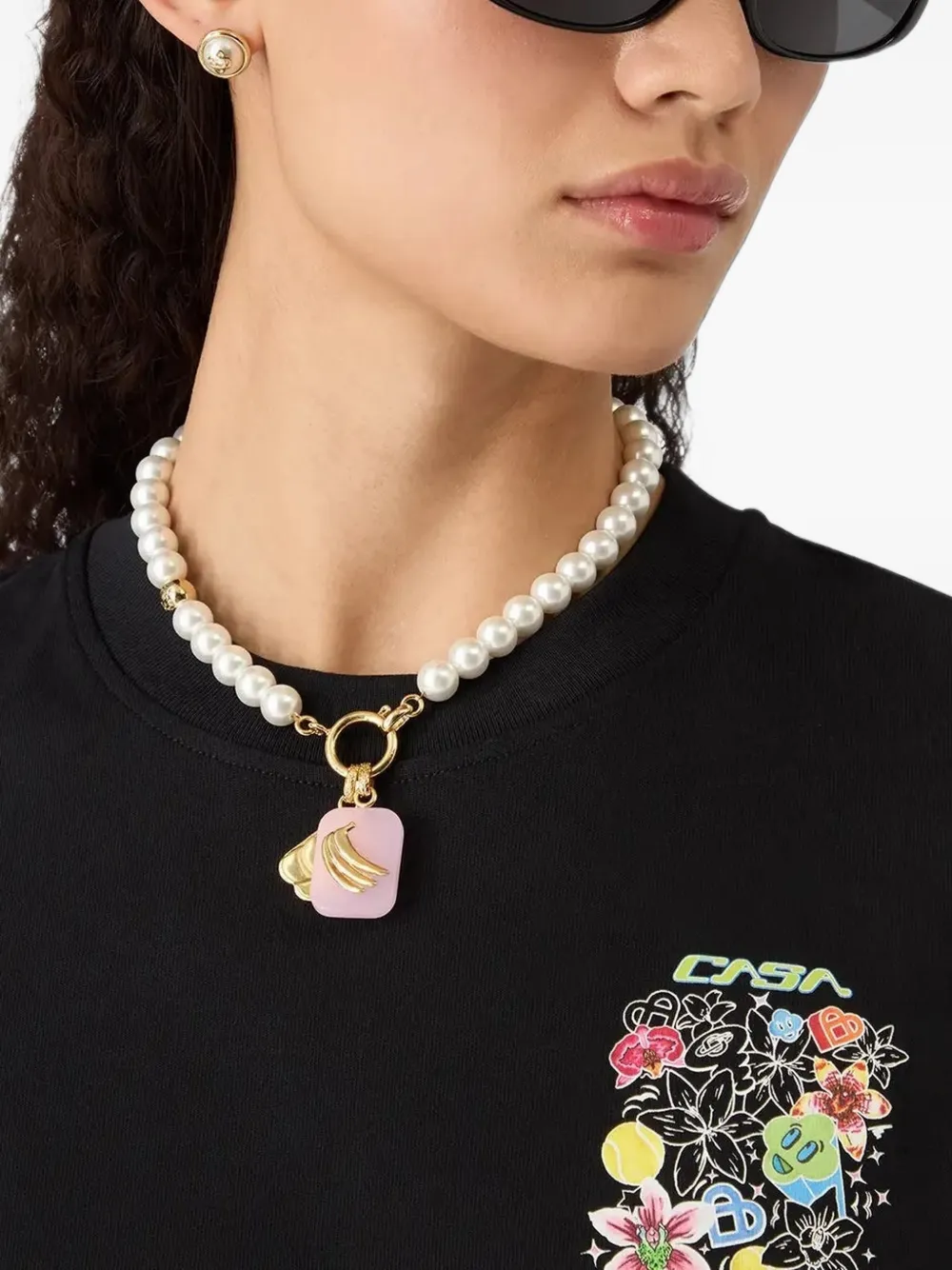 Casablanca T-shirt met grafische print Zwart