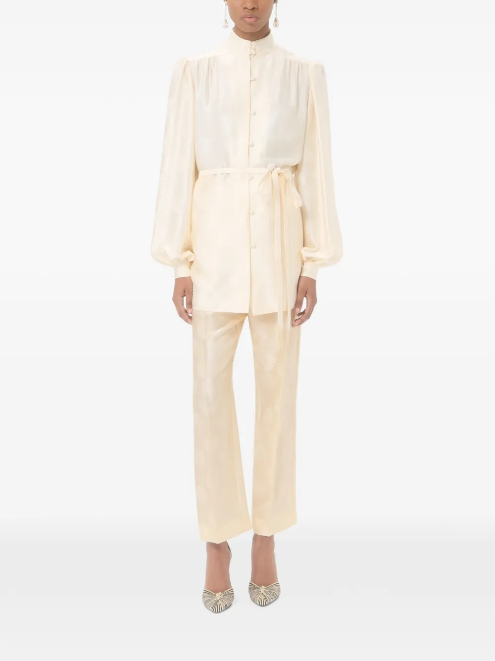 Valentino Garavani Plus De Pois gestreepte broek met stippen Beige