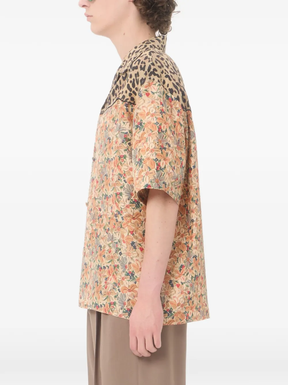 Valentino Garavani Bowlingshirt van zijde-popeline met print Beige