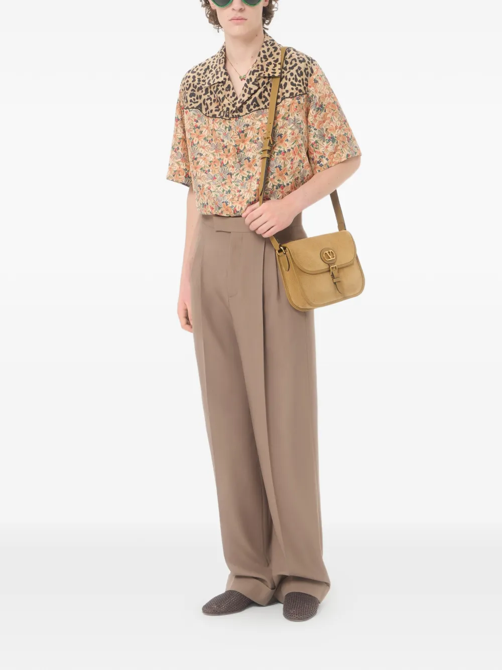 Valentino Garavani Bowlingshirt van zijde-popeline met print Beige