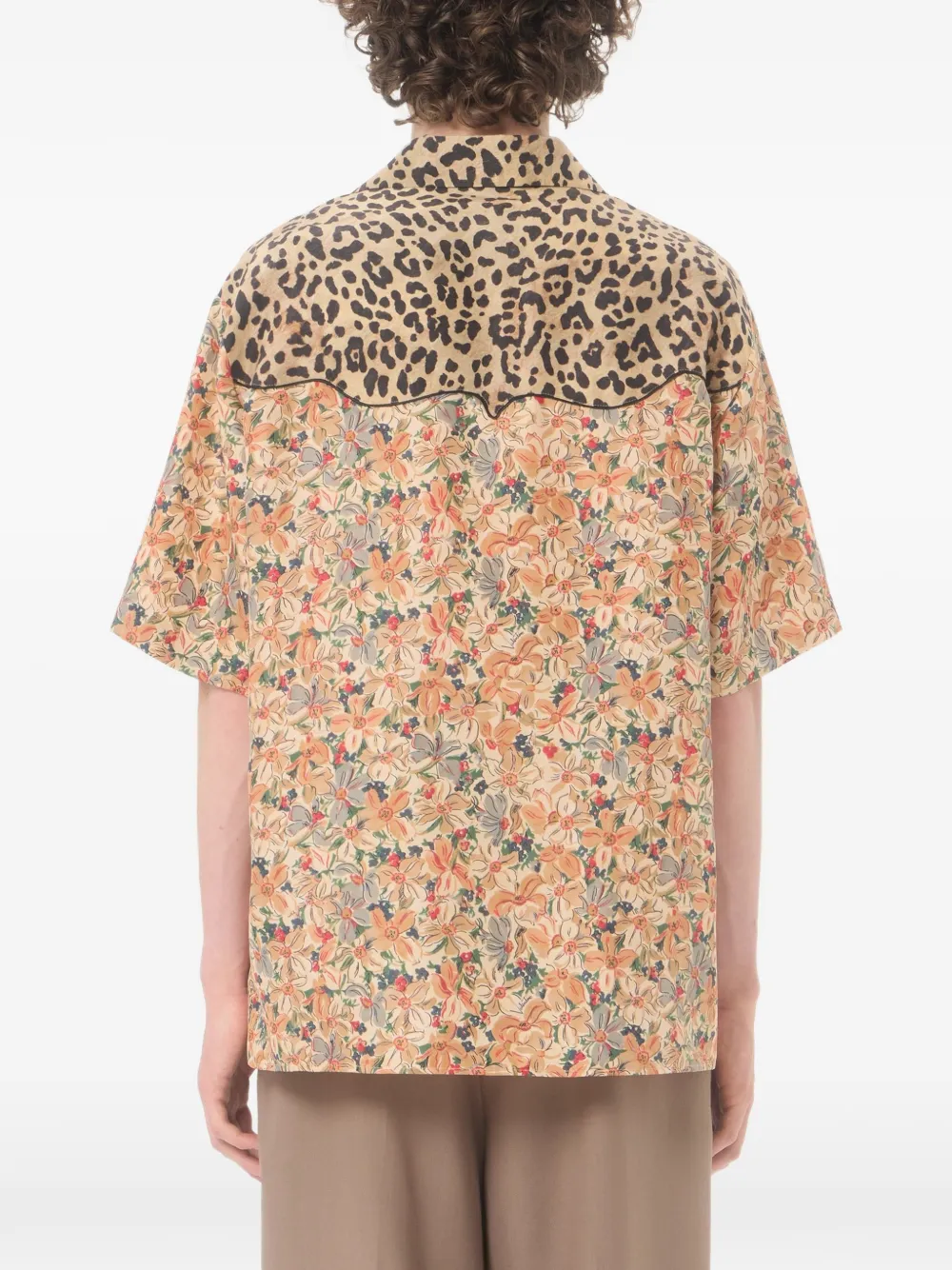 Valentino Garavani Bowlingshirt van zijde-popeline met print Beige