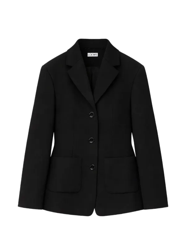 Loewe Single-breasted Wool Blazer in Black