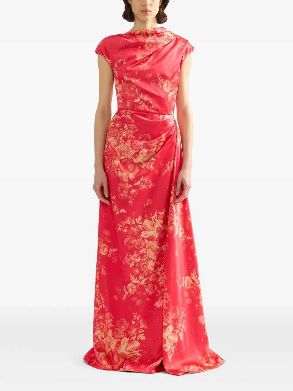ERDEM floral draped dress - Rot