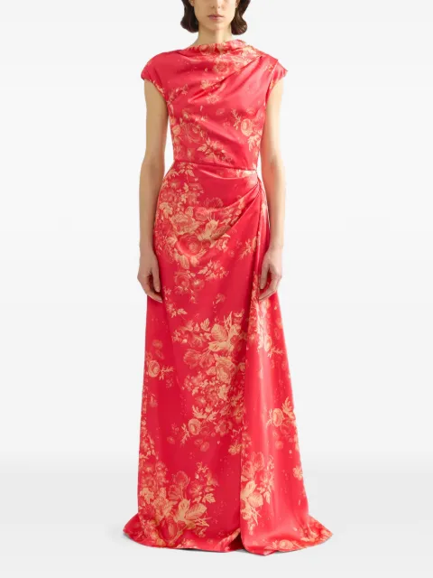 ERDEM vestido floral drapeado