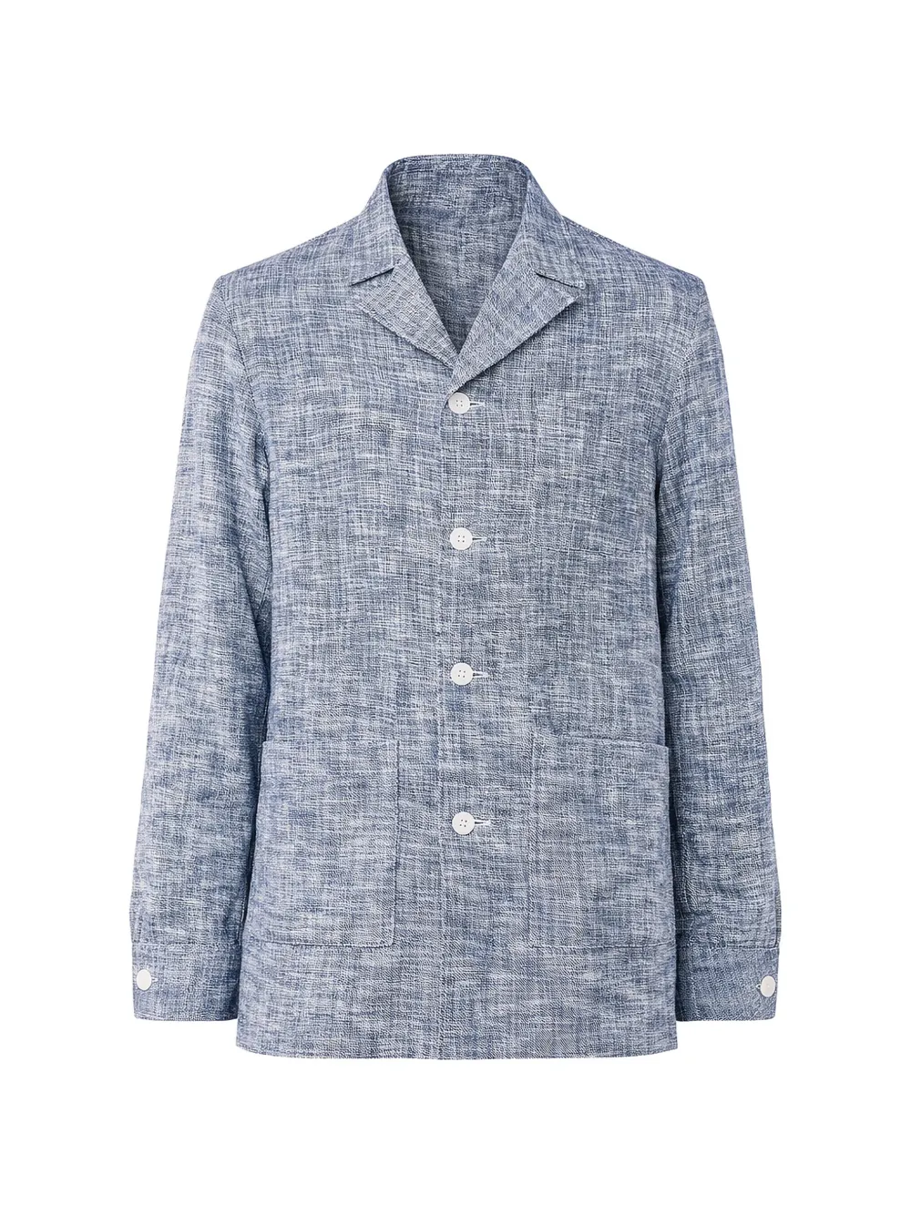 Officine Generale Sheldon patch-pocket cotton overshirt - Blau