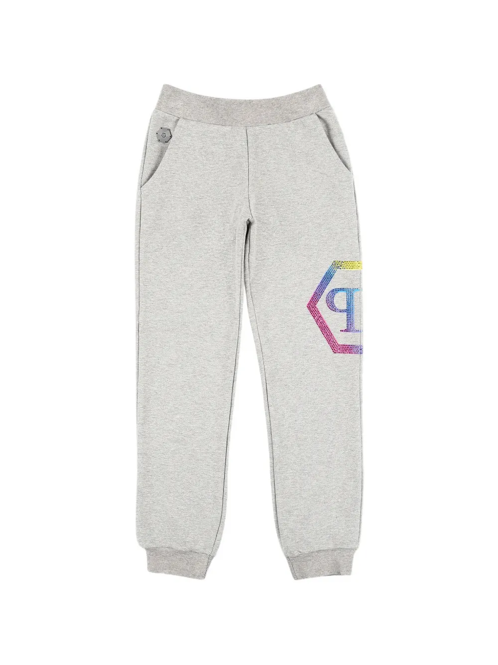 Philipp Plein Junior rhinestone jogging trousers - Grigio