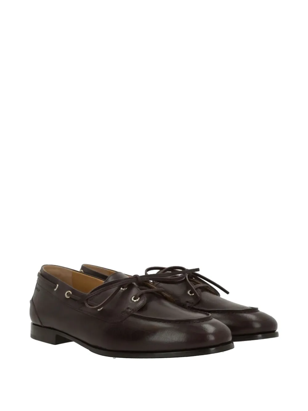 Bally Plume lace-up buffalo leather boat shoes - Marrone