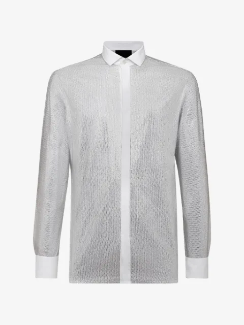 Philipp Plein crystal platinum cut shirt