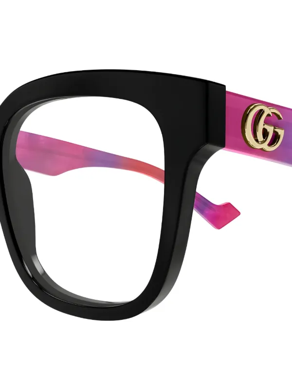 Gucci Eyewear スクエアメガネフレーム | ブラック | FARFETCH JP