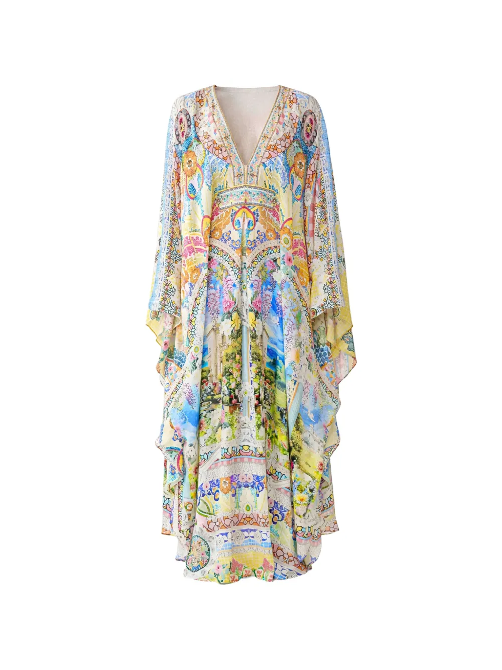 Camilla Floral-print Kaftan In Multi