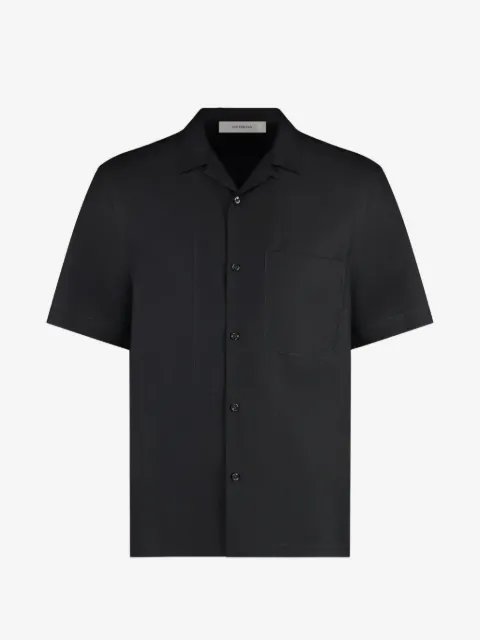 Umit Benan Havana short-sleeve pocket-detail silk shirt