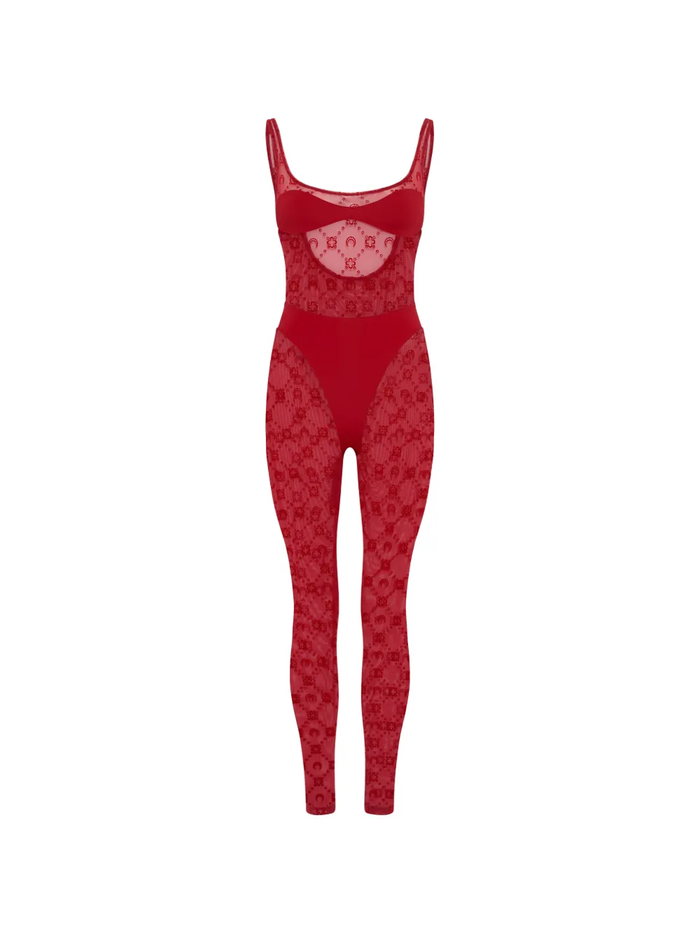 Marine Serre moonogram mesh jumpsuit - Rosso