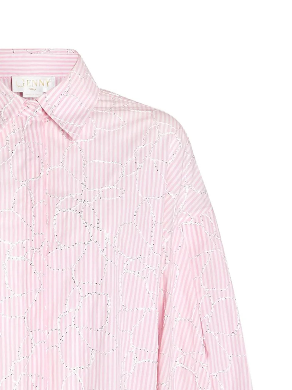  Genny Striped-pattern Long-sleeve Shirt - Pink 