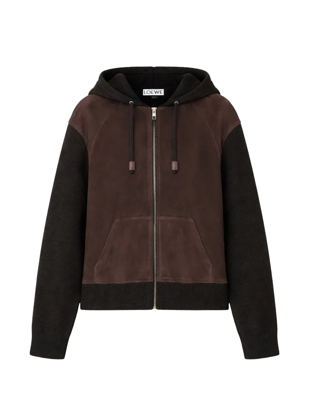 LOEWE drawstring zip-up hoodie - Marrone