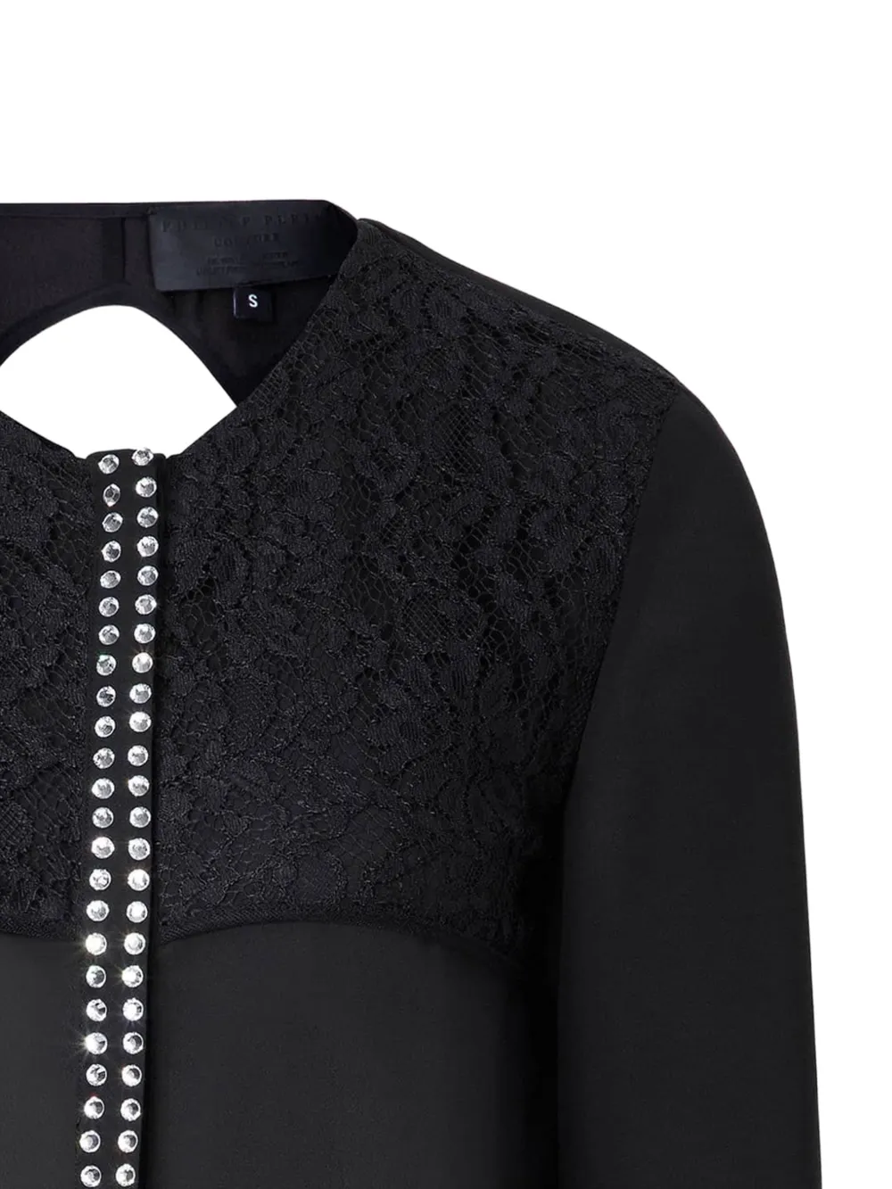 Philipp Plein Lace Embellished Blouse - Black 
