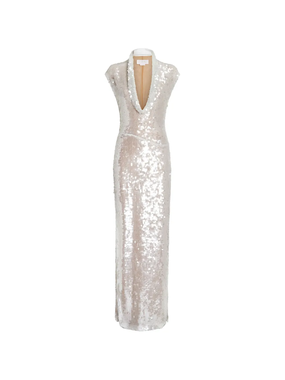Genny Abito da sera con paillettes e scollo a V - Argento