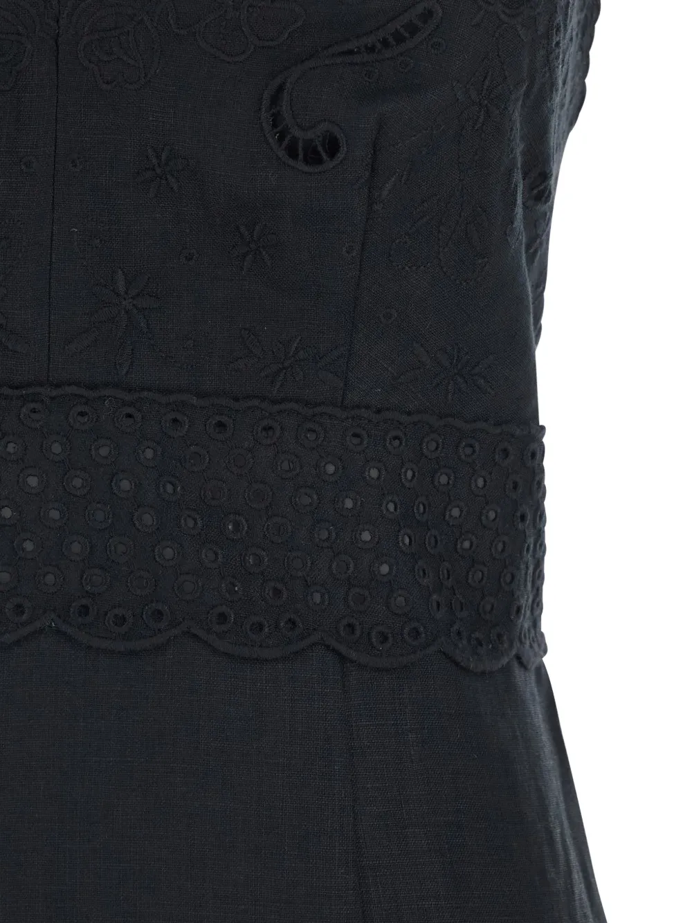 TWINSET Midi-jurk met borduurwerk en ringlets Zwart