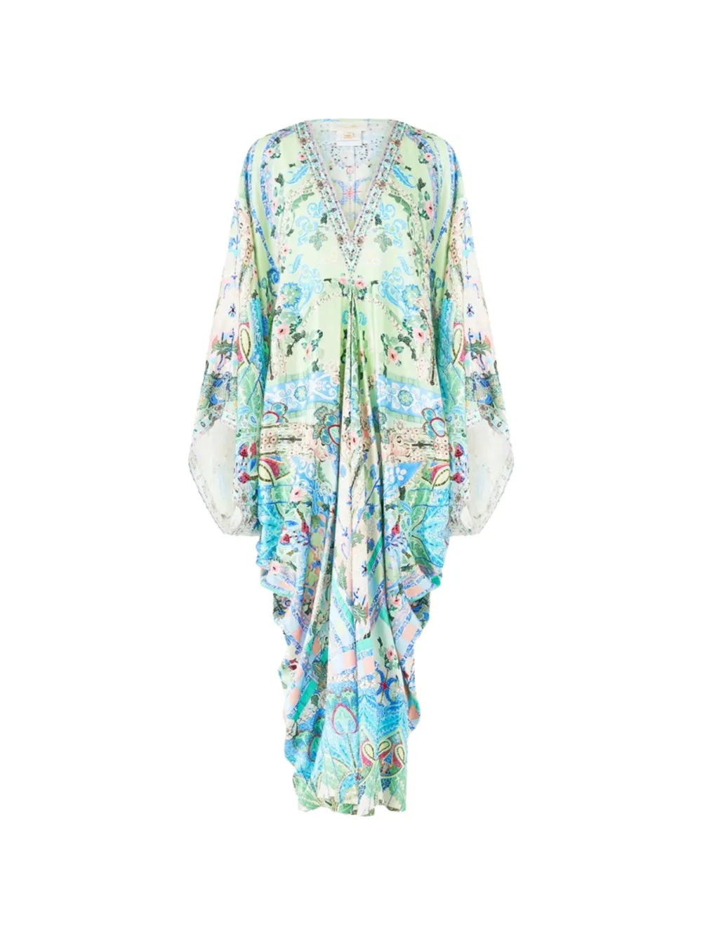 Camilla robe longue à motif floral Midsummer à col v - Vert Camilla robe longue à motif floral Midsummer à col v - Vert