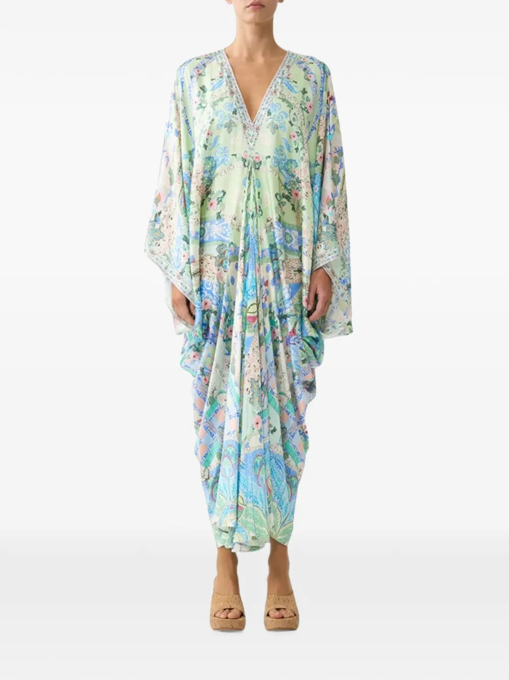 Camilla Midsummer maxi-jurk met bloemenprint en V-hals Groen