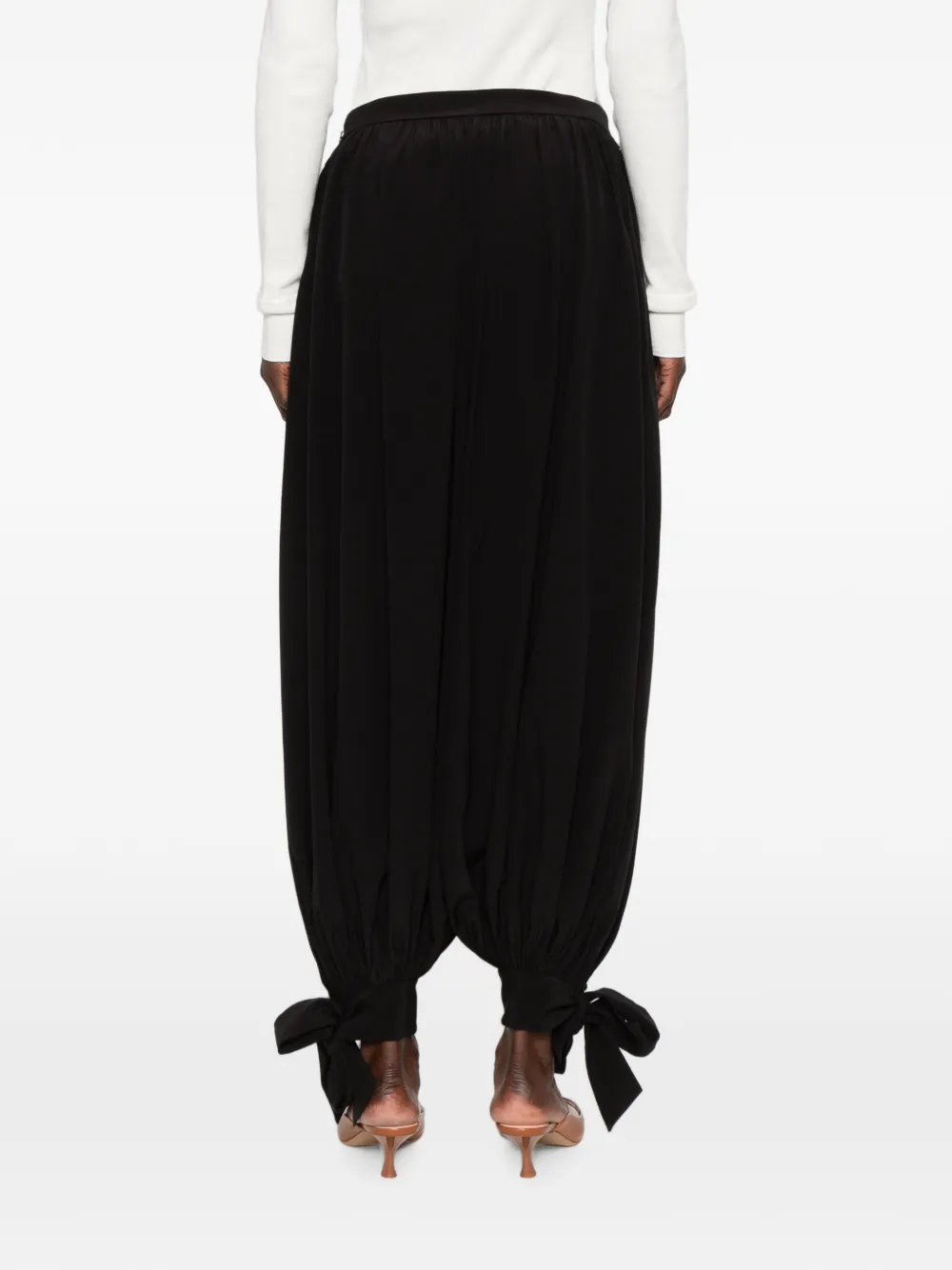 Chloé Geplooide flowy broek in crêpe de chine Zwart