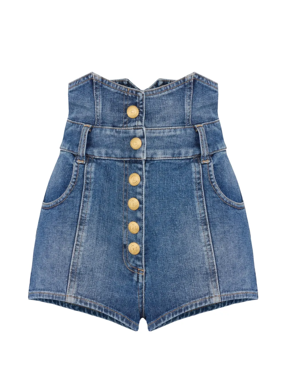 Elisabetta Franchi buttoned denim shorts - Blu